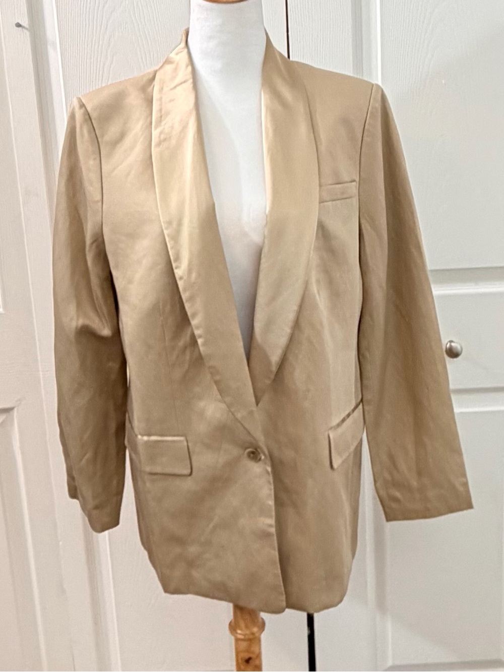 Banana Republic Size 14 Champagne Linen Lyocell Tuxedo Blazer NWT